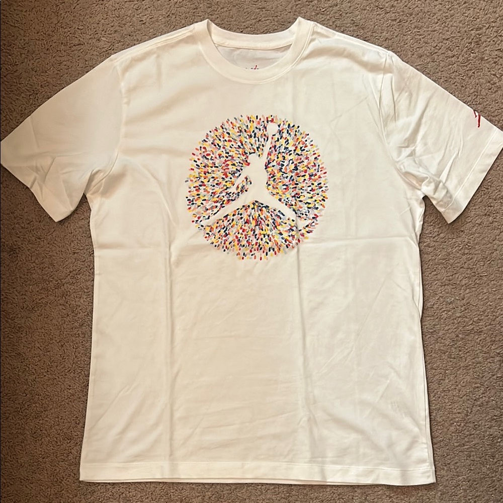 White Jordan T-Shirt with Colorful Graphic